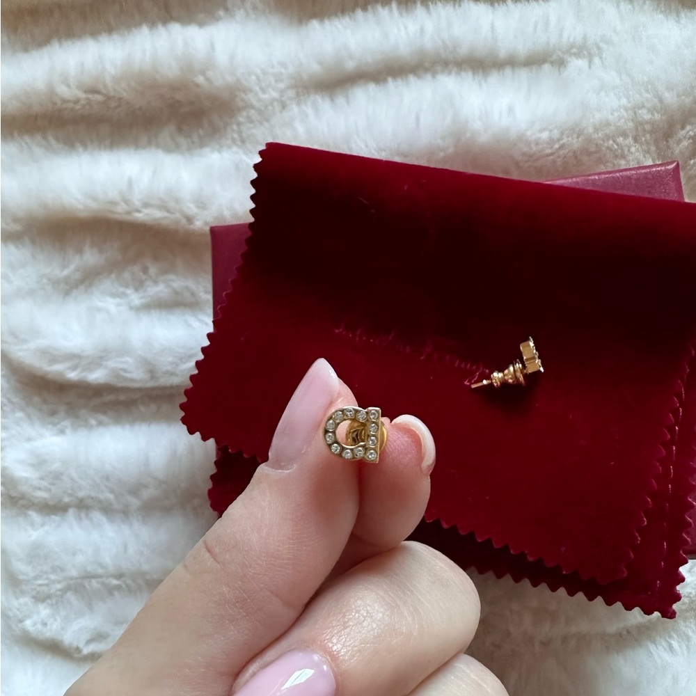 Salvatore Ferragamo Gancini Crystal Earrings - Picture 8 of 8